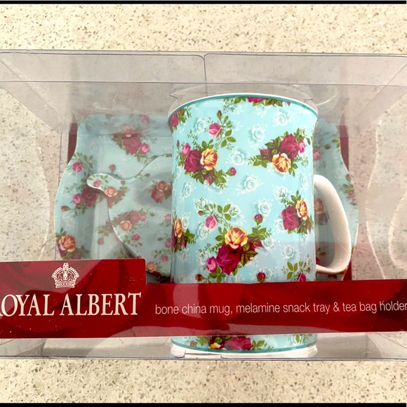 💙ROYAL ALBERT💙bone china mug, melamine snack tray & tea bag holder. - Picture 5 of 8